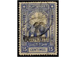 ° MARRUECOS: CORREO LOCAL. Yv.91B. 10 Cts. S. 15 Cts. Azul, Habilitación A Mano Tipo II. Bonito Ejemplar. Cat. 500. - Altri & Non Classificati