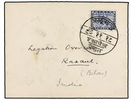 NEPAL. Mi.51. 1937. KATHMANDU To RAXAUL (India). Envelope Franked With 32 Pice Blue Stamp, Overfranked Cover (the Rate T - Altri & Non Classificati