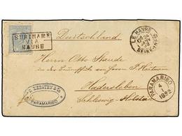 SURINAM. 1892. PARAMARIBO To GERMANY. 25 Cents. Grey Canceled By SURINAME/VAI/HAVRE, Rare Over The Stamp. - Andere & Zonder Classificatie