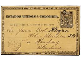 PANAMA. 1886. PALMIRA To GERMANY. 2 C. Postal Stationary Card To Hamburg Cancelled Straight-line PALMIRA Handstamp, Fren - Andere & Zonder Classificatie