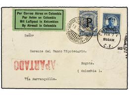 PANAMA. 1928. CRISTOBAL To BOGOTÁ. 5 Cts. Blue Ovpr. CANAL ZONE And SCADTA Stamp Of 30 Cts. Blue Ovpr. 'P'. - Otros & Sin Clasificación