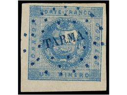 ° PERU. Sc.3. 1858. 1 Dinero Azul, Mat. CÍRCULO DE PUNTOS De TARMA En Azul. PRECIOSO. - Other & Unclassified