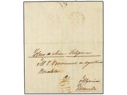 FILIPINAS. 1852 (Agosto). MADRID To MANILA. Circulada Con Fechador De MADRID En Rojo Y A La Llegada Marca De Tasa De 6 R - Sonstige & Ohne Zuordnung