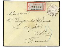 PORTUGAL. Af.43. 1887. LISBOA A FRANCIA. 100 Reis Lila (papel Porcelana). Carta Certificada. MAGNIFICA. - Otros & Sin Clasificación