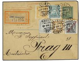 PORTUGAL. Af.68 (2), 71, 81, 82. 1893. LISBOA A PRAGA. Entero Postal De 25 Reis Verde Con Franqueo Adicional De 5 Reis ( - Sonstige & Ohne Zuordnung