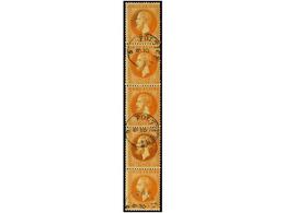 ° RUMANIA. Mi.41b (5). 1872. 25 Bani Orange, Vertical Strip Of Five With FOLTICENI Small Cds. Very Fine. - Otros & Sin Clasificación