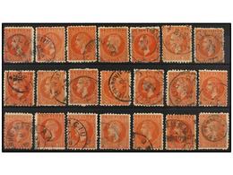 ° RUMANIA. Mi.47 (21). 1876. 30 Bani Orange Red. Lot With 21 Stamps, Nice Cancels. Michel.1.260€. - Otros & Sin Clasificación