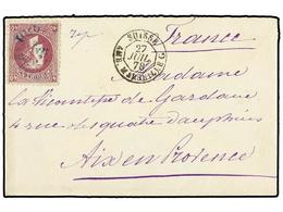 SERBIA. Sg.44. 1878. Cover From BELGRADE To FRANCE Franked By 1869-80 Milan 40p. Mauve, Perf. 12 (printing Of 1876), Tie - Sonstige & Ohne Zuordnung