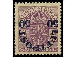 * SUECIA. Fa.136/38 V1. 1920. Complete Set INVERTED SURCHARGE. (Fa. 8.100 Kr.). Cert. NUSSBAUM. - Sonstige & Ohne Zuordnung