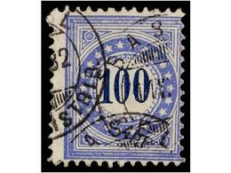 ° SUIZA. Zu.8IIk. 1881. 100 Cts. Blue, Tied BASEL FAHRP DISTRIB.  A Rare Stamp. Cert. P. GUINAND. Zumstein.1.400€. - Altri & Non Classificati