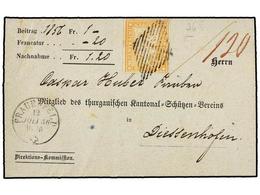 SUIZA. 1856. FRAUEFELD To DIESSENHOFEN. 20 Rp. Orange, Large Margins. VERY FINE. - Otros & Sin Clasificación