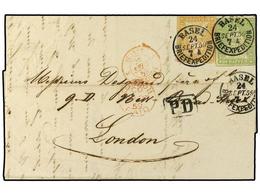 SUIZA. 1859. Cover From Basel To London Franked By 1854-57 20 R. Orange And 40 R. Pale Green Tied By Basel Cds's (Sept 2 - Sonstige & Ohne Zuordnung