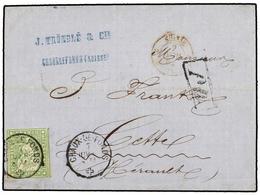 SUIZA. Yv.30. 1862. CHAUX LES FONDS A FRANCIA. 40 Rp. Verde. MUY BONITA. - Sonstige & Ohne Zuordnung