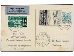 SUIZA. 1938. BASEL A ZWEISIMMEN. Tarjeta Postal Conmemorando El 25 Aniv. Del Vuelo De 1913 Con La Viñeta Conmemorativa D - Sonstige & Ohne Zuordnung