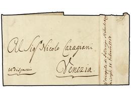 TURQUIA. 1760 (Nov. 6). SMYRNA To VENEZIA. Entire Letter Endorsed 'Col Dispaccio' And Sent Via CONSTANTINOPOLI. Manuscri - Other & Unclassified