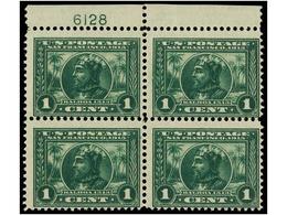 **/* ESTADOS UNIDOS. Sc.397. 1913. 1 Cent. Green. Block Of Four, One Stamp Hinged. Scott.+136$. - Altri & Non Classificati