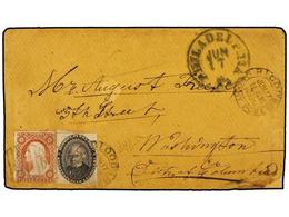 ESTADOS UNIDOS. Sc.26+15L18. (1860 CA.). Cover From PHILADELPHIA To WASHINGTON DC., Franked By Blood's Penny Post (1c.)  - Sonstige & Ohne Zuordnung