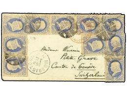 ESTADOS UNIDOS. 1873. MORRISTOWN To GENEVE. 1 Cent (10) Blue Greyish. Spectacular Franking. - Altri & Non Classificati