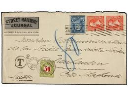 ESTADOS UNIDOS. 1897. NEW YORK To SWITZERLAND. 1 Cto. Blue And 2 Cts. Red (2) Taxed On Arrival With Swiss 50 Cts. Green  - Otros & Sin Clasificación
