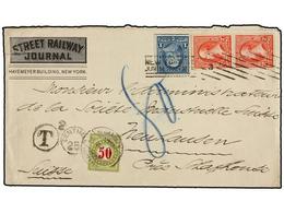 ESTADOS UNIDOS. 1897. NEW YORK To SWITZERLAND. 1 Cto. Blue And 2 Cts. Red (2) Taxed On Arrival With Swiss 50 Cts. Green  - Andere & Zonder Classificatie