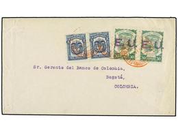 ESTADOS UNIDOS. 1923. NEW YORK To BOGOTÁ. Sent Via SCADTA With Two Stamps Of 30 Ctvos. Green Ovpr. 'E.U.' In Violet And  - Sonstige & Ohne Zuordnung