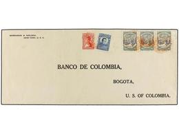 ESTADOS UNIDOS. 1924. NEW YORK To BOGOTÁ. Large Envelope Sent Via SCADTA With Three Special Stamps Of 50 Cts. Grey Ovpr. - Otros & Sin Clasificación