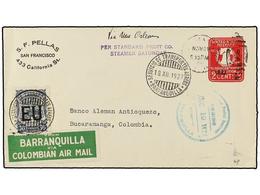 ESTADOS UNIDOS. 1927. SAN FRANCISCO To BUCARAMANGA (Colombia). 2 Cts. Red Envelope Sent Via SCADTA With Special Stamp Of - Otros & Sin Clasificación