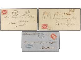 URUGUAY. 1867-71. MONTEVIDEO A ESPAÑA. Tres Cartas Circuladas Por El Correo Francés Con Sello De 80 Cts. Carmín. Algún D - Sonstige & Ohne Zuordnung