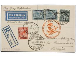 ZEPPELIN. 1933. MOROCCO. LARACHE To RECIFE (Brazil). Envelope Franked With 10 Cts., 40 Cts. And 1 Pta. Stamps, Sent By G - Sonstige & Ohne Zuordnung