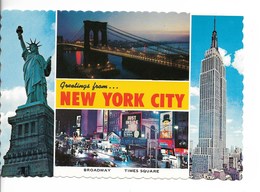 NEW YORK CITY /  Multivues -4-/ Broadway, ST. Liberté, Pont Brooklyn, Empire ST Building./ CPM  N° 122  NEUVE  / TBE - Multi-vues, Vues Panoramiques