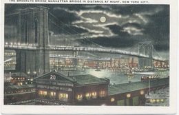 New-york City : The Brooklyn Bridge Manhattan Bridge In Distance At Night. - Brooklyn