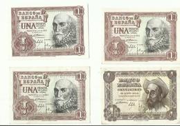 4 BILLETS DE 1.....UNA PESETA 1953 TRES  BON ETAT - 1-2 Peseten