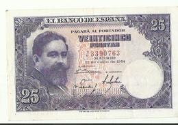 BILLET DE 25....VEINTICINCO PESETAS 1954 TRES BON ETAT - 25 Pesetas