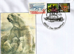 Brise-glace De La Garde Côtière Canadienne NGCC Des Groseilliers. Cachet Ours Polaire Sur Lettre. Enveloppe Souvenir. - Expediciones árticas