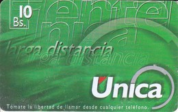 TARJETA DE BOLIVIA DE Bs 10  DE UNICA LARGA DISTANCIA - Bolivie