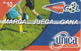 TARJETA DE BOLIVIA DE Bs 10 DE UNICA - MARCA...JUEGA...GANA (FUTBOL-FOOTBALL) DIFERENTES DETRAS - Bolivië