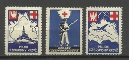Poland POLAND 1941 Red Cross Charity Vignetten Poster Stamps * NB! 2 Stamps Have Light Thins! - Autres & Non Classés