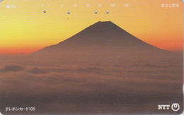 Télécarte Japon / NTT 111-082 - Montagne MONT FUJI -  Mountain & Sunset Japan Phonecard - Berg Telefonkarte - 365 - Mountains