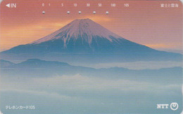 Télécarte Japon / NTT 111-091 - Montagne MONT FUJI -  Mountain & Sunset Japan Phonecard - Berg Telefonkarte - 367 - Gebirgslandschaften