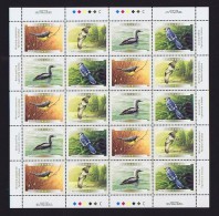 2000  Birds Of Canada: Warbler, Osprey, Loon, Blue Jay  Sc 1839-42 Se-tenant  Complete MNH Sheet Of 20 With Inscrptions - Fogli Completi