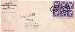 (R29) SCOTT BLOCK OF 6 X 905 -AMERICAN EAGLE - REGISTERED MAIL - WORCESTER - BOSTON - TREMONT - 1943. - Covers & Documents