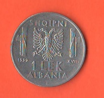 Albania 1 Lek 1939 Occupazione Italiana War Currency Italian Occupation - Albanië