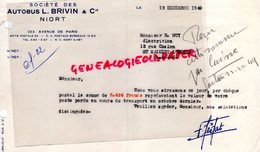 79 - NIORT- LETTRE SOCIETE AUTOBUS L. BRIVIN- 222 AVENUE DE PARIS- 1949 - Transports