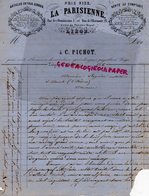 BELGIQUE - LIEGE- RARE LETTRE LA PARISIENNE A C. PICHOT-QUINCAILLERIE-BIJOUTERIE-1 RUE DOMINICAINS-1866 - Ambachten