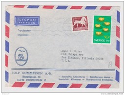 SUEDE SWEDEN LETTRE COVER FLYGPOST 28 SEPTEMBRE 1977 ROLF GUMMESSON STOCKHOLM → DES PLAINES USA - 1930- ... Franqueo II