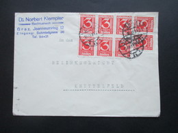 Österreich 1925 Verwendet 1934 Freimarke Nr. 449 MeF Mit 8 Marken Rechtsanwalt Aus Graz Nach Knittelfeld - Covers & Documents