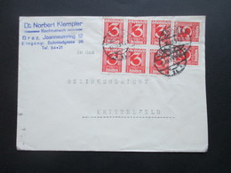 Österreich 1925 Verwendet 1934 Freimarke Nr. 449 MeF Mit 8 Marken Rechtsanwalt Aus Graz Nach Knittelfeld - Cartas