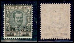 Regno - 1925 - 1.75 Lire Su 10 (182) - Gomma Integra (50) - Sonstige & Ohne Zuordnung