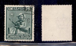 Regno - Posta Aerea - 1937 - 2 Cent Colonie Estive (100) - Annullo Originale (55) - Altri & Non Classificati