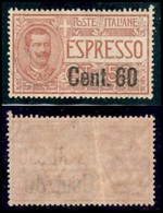 Regno - Espressi - 1922 - 60 Cent Su 50 (6 Espressi) - Gomma Integra - Ottimamente Centrato - Piega Diagonale (600) - Sonstige & Ohne Zuordnung